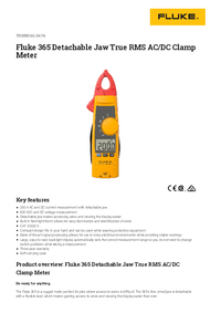 Thumbnail of document Data Sheet - 365 Detachable Jaw True-RMS AC/DC Clamp Meter